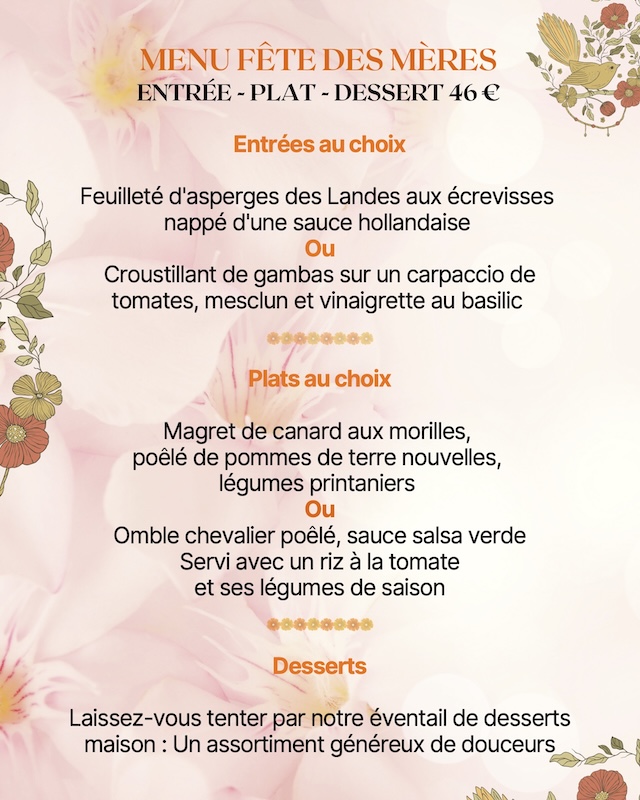 Menu fêtes des mères CH + FR 2025